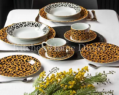 $119.95 • Buy Gorgeous Honey Gold Leopard Print 20pcs Dinner Set In Matching Gift Box 