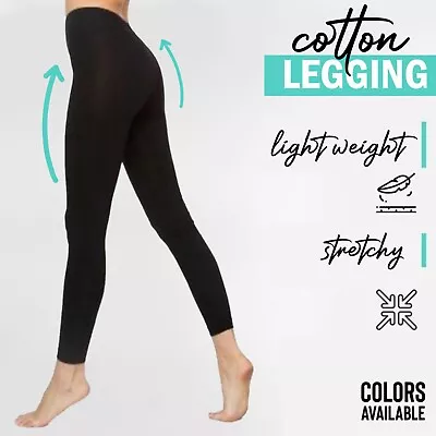 New WOMEN COTTON LEGGINGS Full Length High Quality All Color Plus Sizes • £6.69