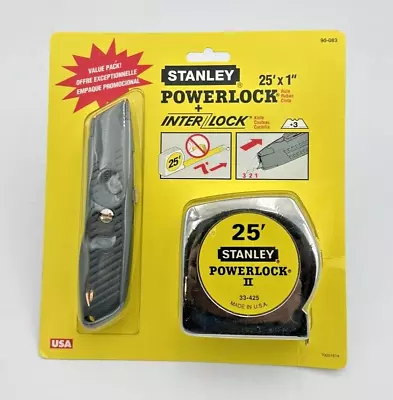 Vintage STANLEY 1995 Adjustable Knife & 25’ Powerlock II Tape Measure 90-083 NOS • $29.95