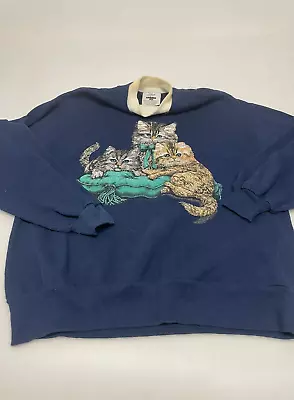 Vintage Gopher Sport Kitten Cats USA Green 90s Style Sweater  Men's A4 • $24.75