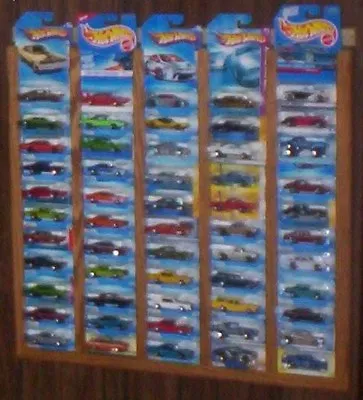 Oak Hot Wheels Matchbox Display Rack Frame Holds 55 Carded  CARS NOT INCLUDED B1 • $29.95