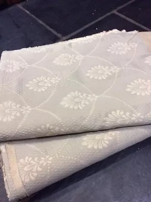 £89.99 • Buy GREEN CURTAIN FABRIC 2 Huge Remnants 7.50m Pale Green Jacquard Fleur De Lys **