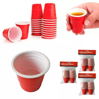 60 Red Cups 2oz Mini Plastic Hard Glasses Jelly Shot Disposable Party • $9.67