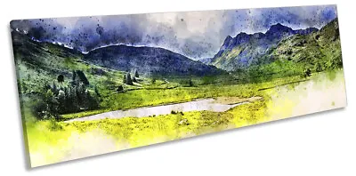 Blea Tarn Lake District Modern Picture PANORAMA CANVAS WALL ART Print • £39.99