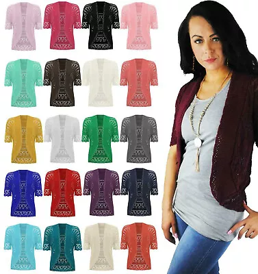 Women Knitted Crochet Bolero Shrugs Ladies Cardigan Tops 8-30 • $12.62