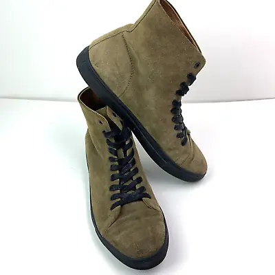 New Republic Men's Size 11.5 Mark McNairy Olive Suede Boots Shoes Hi Top Cap Toe • $49