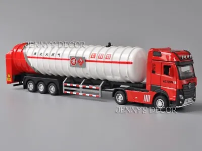 1:50 Scale Diecast Model Tanker Truck Toy Tractor With Gas Tank Semi Trailer • $13.90