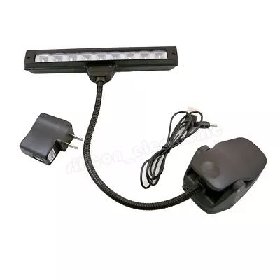 New Black Flexible 9 LED Clip-On Orchestra Music Stand LED W/ Adapter Lamp Light • $20.61