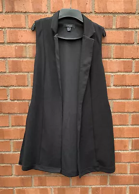 Atmosphere Size 12 Black Longline Waistcoat Sleeveless Jacket Side Split • £8.50