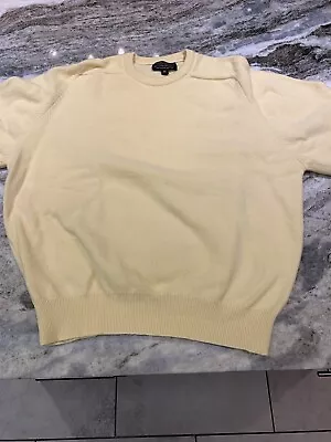 Vintage Brooks Brothers Mens Lambswool Knit Off Yellow Sweater Size 46 England • $45