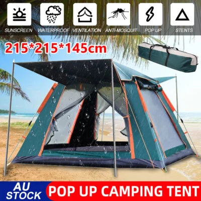 $66.95 • Buy Camping Tent Auto Pop Up Canvas Hiking Beach Sun Shade Camp 4-5 Person Outdoor