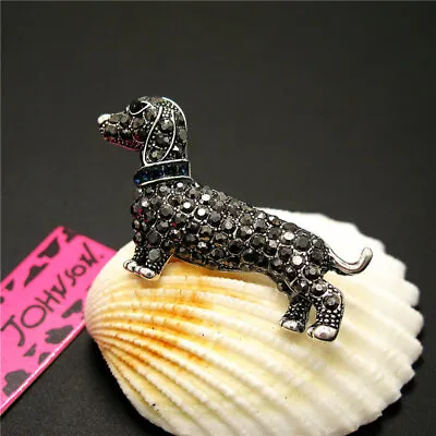 New Fashion Women Black Crystal Lovely Dachshund Dog Charm Retro Brooch Pin  • $3.95