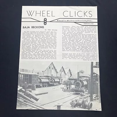 Wheel Clicks Pacific Railroad Society Monthly Newsletter Journal 1981 Feb Vtg • $12.99