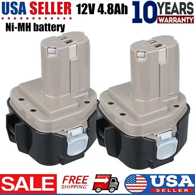 Two Packs 12V Ni-Mh Battery For Makita 4.8Ah PA12 Pod Style 1200 1220 1222 1233 • $25.89