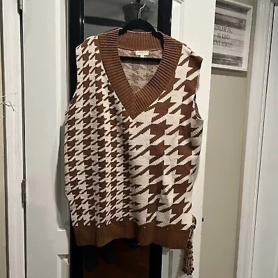 $29.50 • Buy Women's Oversized V Neck Knit Sweater Vest Sleeveless Tunic Pullover Top L