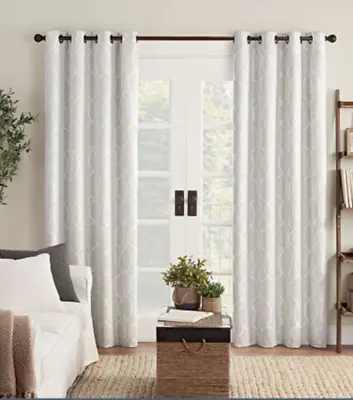 Eclipse Ambiance Lattice Draft Stopper Grommet Panel Curtain 50in X 63in Ivory • $14.95