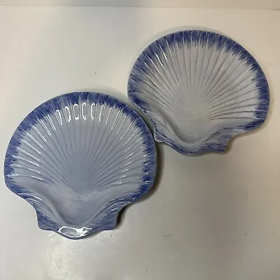 J Willfred Blue Shell Side Plates 8 Inch Nautical Charles Sadex Imports Set Of 2 • $40