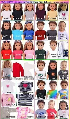 *43cm 18inch DOLL T-SHIRTS 50 STYLES.  Clothes Our Generation Baby Born Boy AG • £4