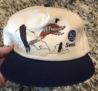 Vintage ICI Seeds Pheasant Hunting Wildlife Snapback Hat K-Products • $18.99