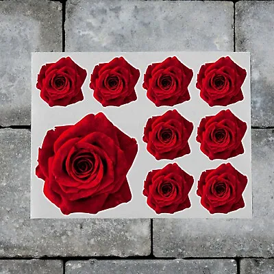 £5.51 • Buy 9 X Red Rose Flower Vinyl Stickers Decals Wall Laptop IPad - SKU7265