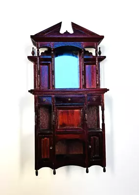 Dollhouse Miniature Cabinet Hutch Furniture Dining Library Scale 1:12 Dark Wood • $42