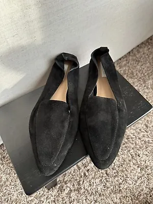 H&M Black Genuine Suede Loafers Flats Size 8 US 39 EU • $60