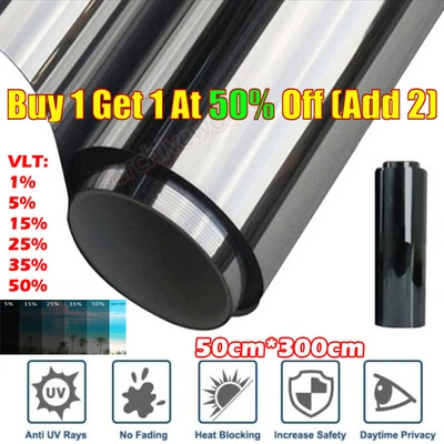 £5.64 • Buy One Way Mirror Window Film Reflective,Home Privacy Solar Tint Foil Glass Sticker