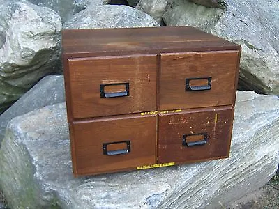 Antique 4 Drawer Oak File Box / Cabinet Postcard W/ Metal Tag WWII United States • £308.80