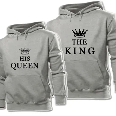 The King & His Queen Print Sweatshirt Couple Hoodies Graphic Hoody Hooded Tops • $43.98