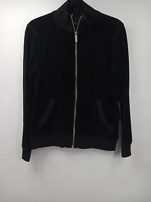 Michael Kors Womens Jacket Size L Large Black Velour Zip Up • $22.39