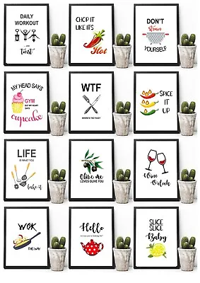 Funny Kitchen Dining Cooking Prints Wall Art Picture Quote Poster Decor Print • £2.89