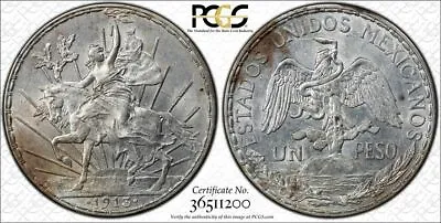 1913 PCGS AU58 MEXICO | Caballito Un Peso 1p Coin #32593A • $899.95
