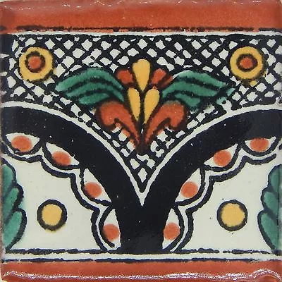 100 TILES Ceramic MEXICAN Talavera Handmade Tile 2x2 Clay Mexico Pottery  2-06 • $82.49