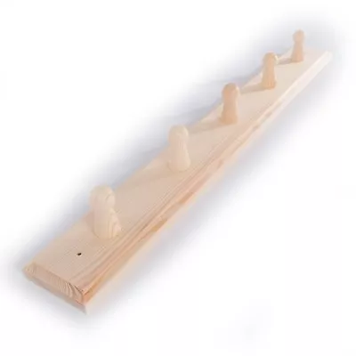 5 Pegs Wooden Coat Rack Hooks Holder / Wall Mounted Hanging Crafts Plain Wood • £10.99