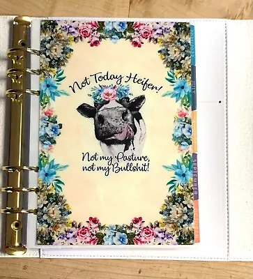  Not Today Heifer  Pasture Cover Set 4 Use W/ Erin Condren A5 Ring Agenda Binder • $15.96