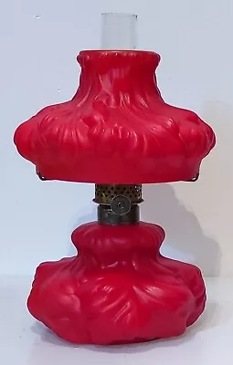 Miniature Lamp Listing 7 Of 7  Plume  Rare Red Satin Cased Glass P&A 1877 Buner • $525