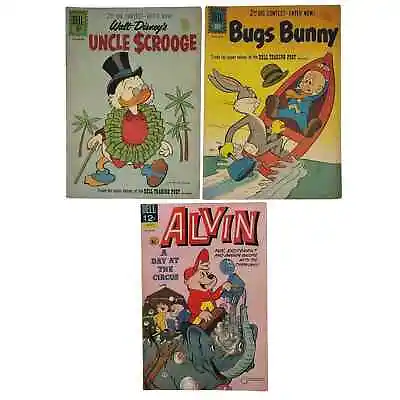 DELL 60s Comic Lot Uncle Scrooge Bugs Bunny Alvin & Chipmunks 1961 1966 Silver • $18.74