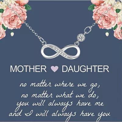 Mother Daughter Necklace 925 Sterling Silver Infinity Pendant Gifts For Her Mum • £8.99