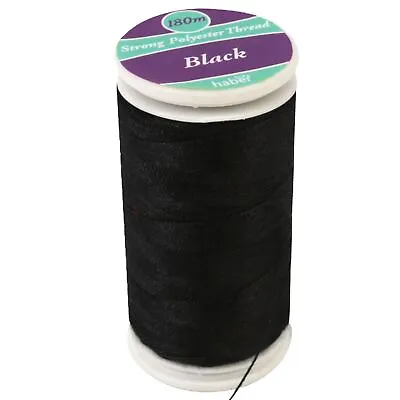 SEWING THREAD Black Polyester Cotton Reel Synthetic Super Strong Poly Machine UK • £4.65