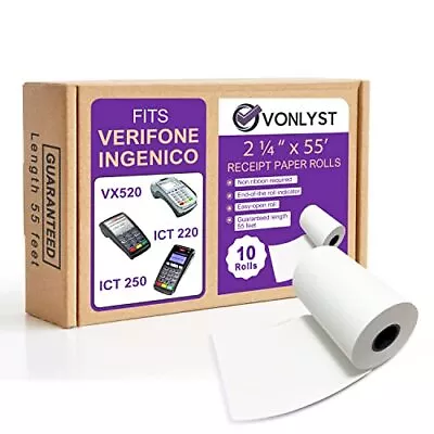 Thermal Paper Roll 2 1/4 X 55 For Verifone Vx520 Ingenico ICT220 ICT250 FD400... • $24.78