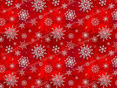 Christmas Snowflakes Red Pattern Background Edible Icing Party Cake Topper Sheet • £4.15