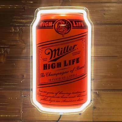 Miller High Life BeerCan Neon Light Sign Shops Club Pub Party Wall Decor12 X7 H4 • $49.99