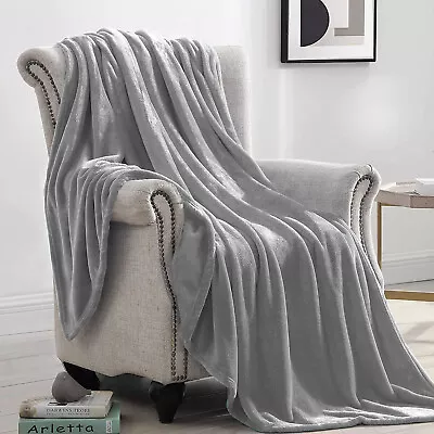 Silver Mink Fleece Blanket Super Soft Reversible Twin Queen Size Sofa Bed Throws • $17.99