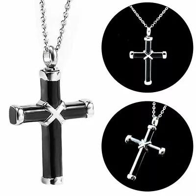 New Black Cross Ashes Cremation Jewelry Keepsake Memorial Urn Pendant Necklace • $8.99