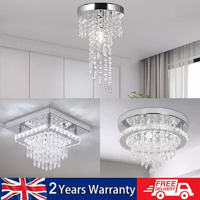 Modern Crystal Chandelier Led Ceiling Lights Living Room Bedroom Pendant Lights • £19.99