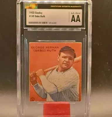 1933 Goudey Babe Ruth Card #149 Yankees - Certified CSG Authentic - Rare Card! • $5995