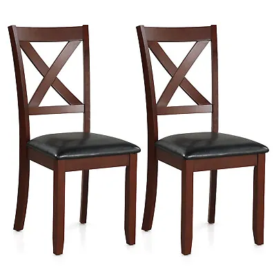 Wooden Dining Chairs Set Of 2 Kitchen Side Chair W/ Padded Seat Rubber Wood Legs • $129.99