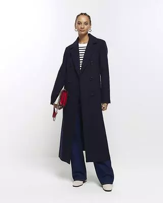 River Island Womens Navy Polyester Coat Size 10 • £38