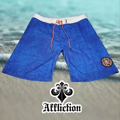 Affliction Men's American Customs Valve Boardshort Blue/Orange 42 • $27.99