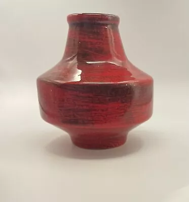 Mid Century Modern German Ilkra Keramik Red & Brown Art Pottery Glazed Vase • $60